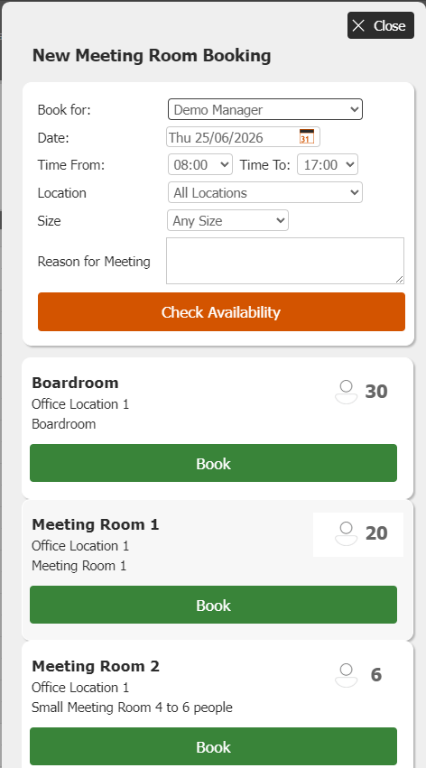 New meeting room booking